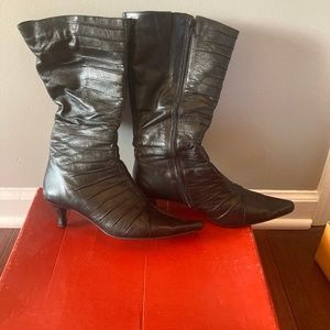 Diane Ferrari Black leather knee high boots 8
